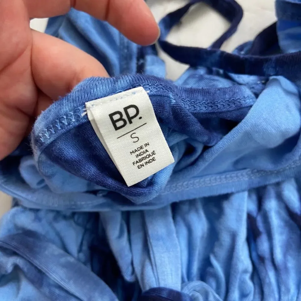 BP Blue Tie Dye Tie Waist Spaghetti Strap Romper vacation casual NWT womens S